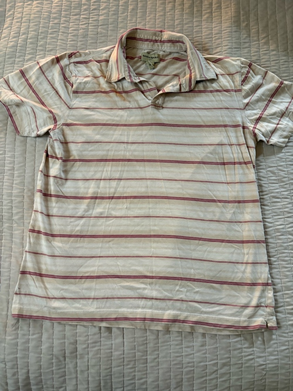 Banana Republic Cream Polo with Red Stripe
